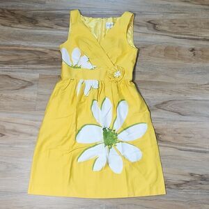 ☔️🔹️Studio I Yellow Sleeveless Vneck Daisy Dress Size 6
